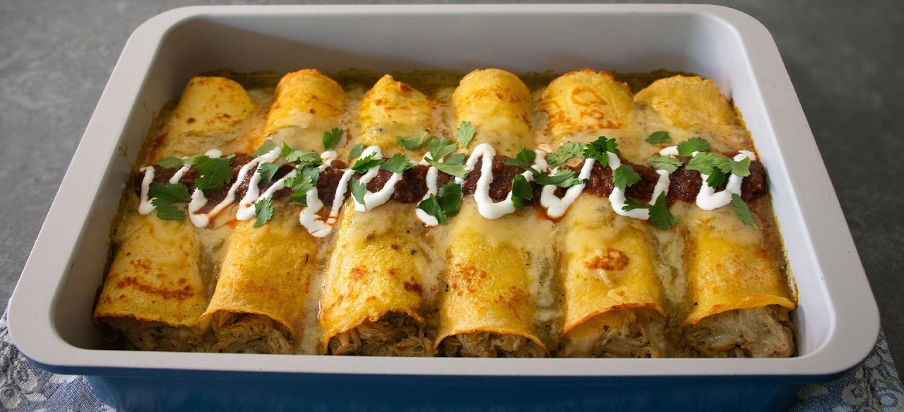 Cornbread crepe chicken enchiladas