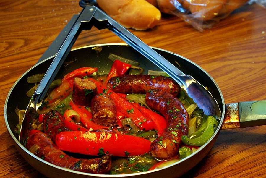 Grilled sausage and peppers