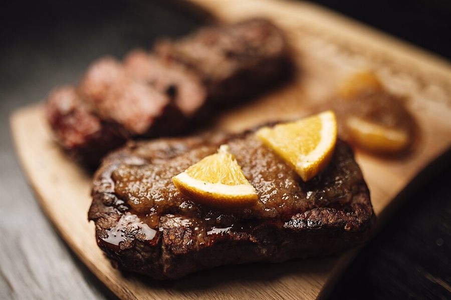 Grilled steak with charred corn salsa