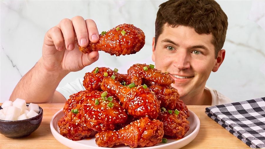 Korean fried chicken, two sauces