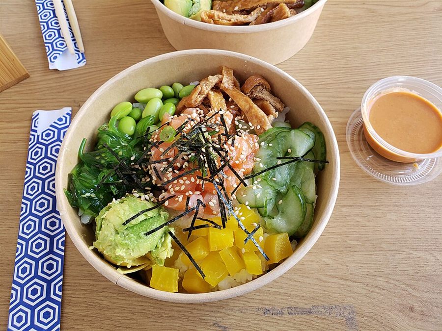 Salmon-avocado poke bowl