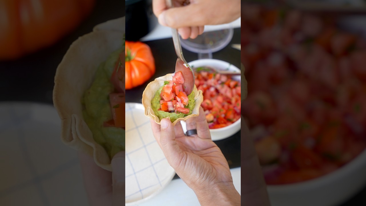 Crisp wrap cups with tomato tartare