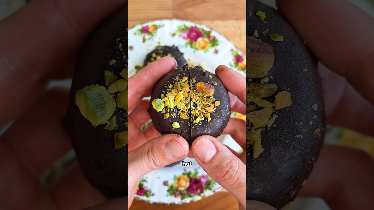 Chocolate-covered pistachio froyo cups
